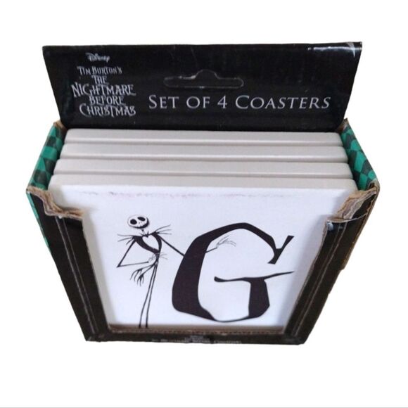 The Nightmare Before Christmas 4 Letter "G" Monogram Tile Coasters Set NWT - Picture 9 of 12